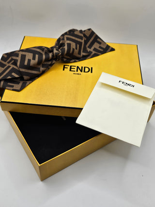 Fendi Brown Zucca Logo Printed Bow Hair Clip