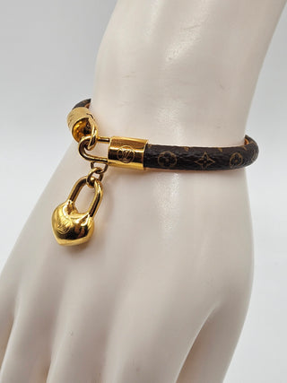 Louis Vuitton Brown Leather Crazy In Lock Charm Bracelet