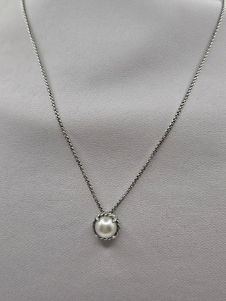 David Yurman Sterling Silver Pearl Chatelaine Pendant Necklace