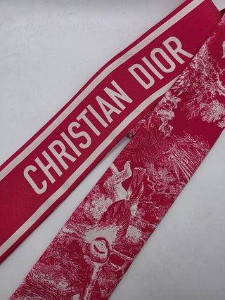 Christian Dior Red White CD Monogram Printed Silk Scarf