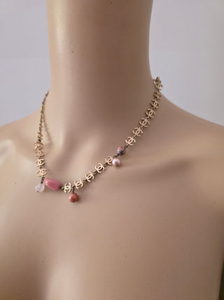 Chanel Gold-tone Faux Pearl Resin Bead Interlocking CC Collar Necklace