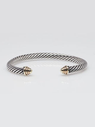 David Yurman 5mm 14k Gold Sterling Silver Cable Classics Bracelet