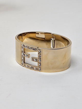 FENDI Crystal Logo Hinged Cuff Bracelet