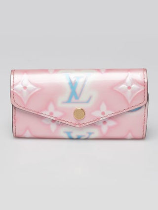 Louis Vuitton Pink Blue Monogram Vernis Valentines Day 2022 Multicles 4 Ring Key Holder