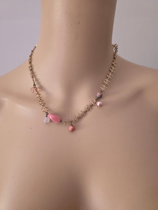 Chanel Gold-tone Faux Pearl Resin Bead Interlocking CC Collar Necklace