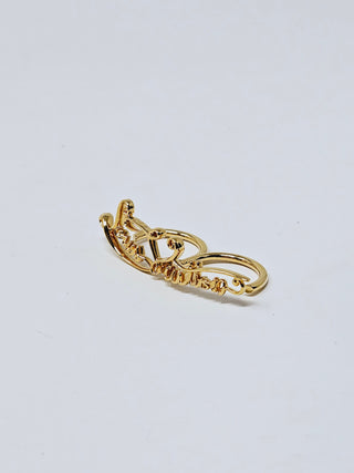 Louis Vuitton goldtone Logo Script double ring 6 ¾ US