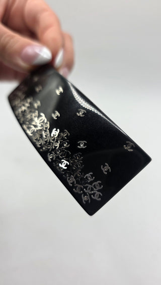 Chanel Black Silver-tone Interlocking CC Charm hair clip