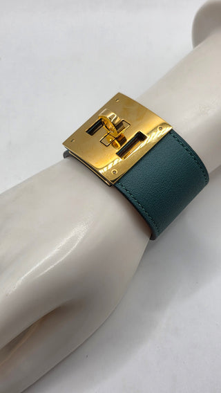 Hermès Green Leather Kelly Dog Wrap Bracelet