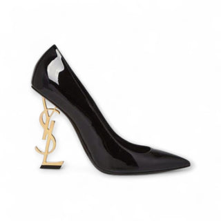 Yves Saint Laurent Black Patent Leather Opyum Monogramme Heels 40 sz