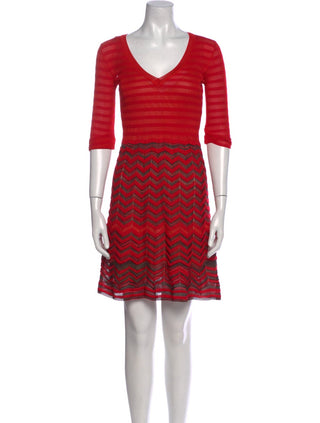 M Missoni Red Striped Long-sleeved Dress US 4 sz