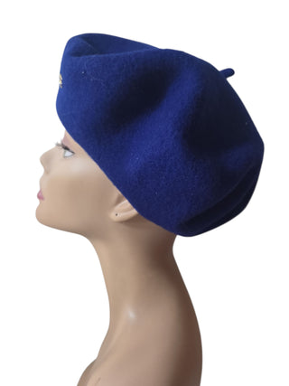 Gucci Blue GG logo charm Wool Beret M sz