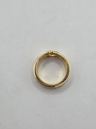 Fendi Gold-tone FF Logo Band Ring 6.5 sz