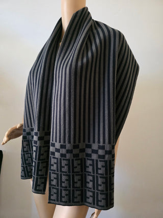 Fendi Grey black FF Monogram scarf