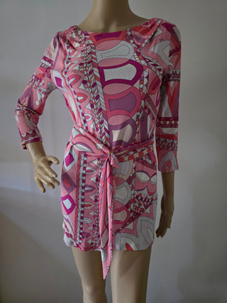 Emilio Pucci Pink Printed Bateau Neckline Tunic S sz