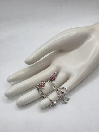 Christian Dior Silver-tone Crystal Floral Logo Drop Clip-On Earrings
