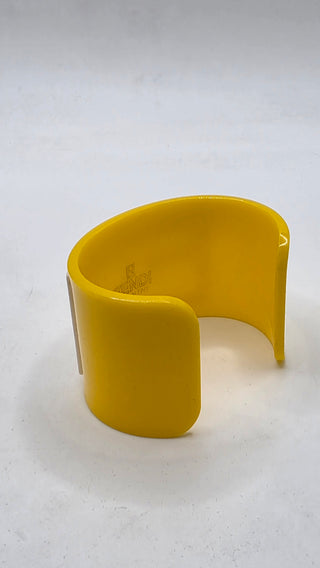 Fendi Yellow White Resin FF Logo Cuff Bracelet