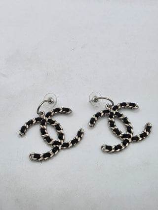 Chanel oversized Woven Interlocking CC Drop Earrings