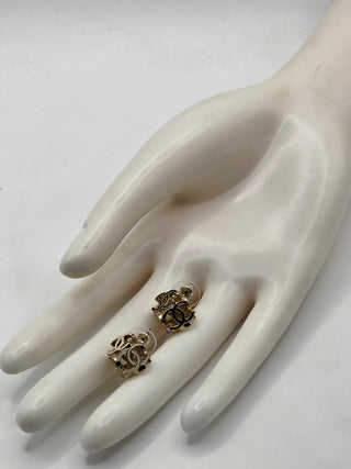Chanel Gold-tone 2022 Resin Interlocking CC Stud Earrings