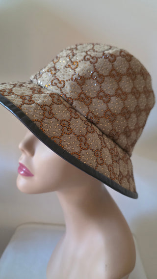 Gucci Beige GG Monogram Studded bucket hat