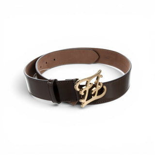 Fendi Brown Patent Leather FF Logo Buckle Belt S sz NWT