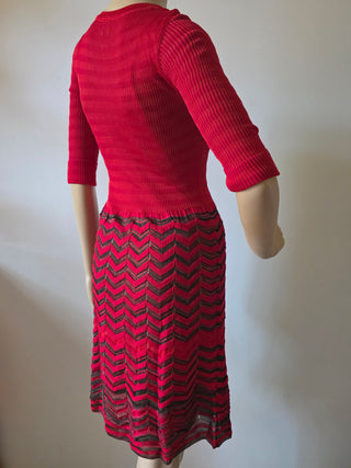 M Missoni Red Striped Long-sleeved Dress US 4 sz