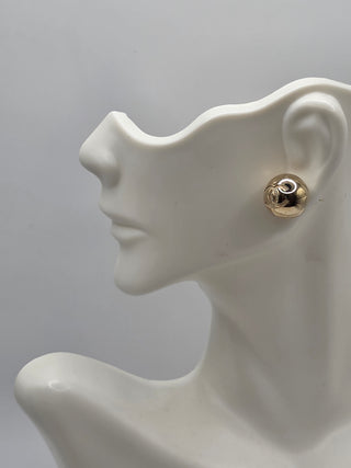 Chanel Gold-tone Interlocking CC Stud Round Earrings