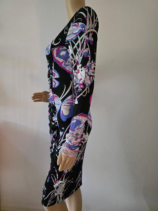 Emilio Pucci Purple Multicolor Floral Printed Knee-Length Dress 42 sz