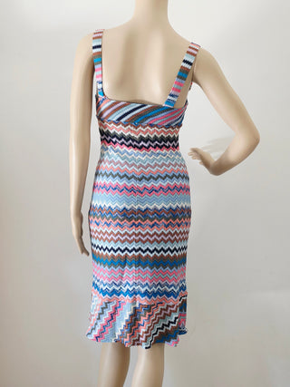 Missoni Blue Multicolor Stripe Printed Knee-Length Dress XS sz