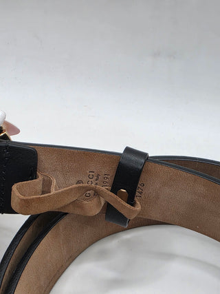 Gucci Black Leather Gold-tone GG Buckle Belt XS sz