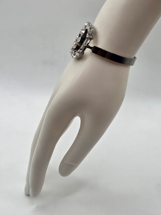 Chanel Silver-tone Strass Interlocking CC Bracelet