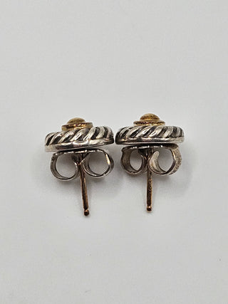 David Yurman Sterling Silver Two-Tone Cable Cookie Stud Earrings