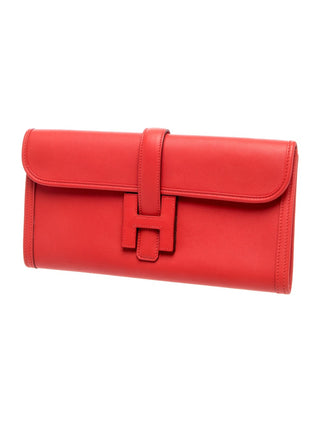 Hermès Orange Red Leather Swift Jige Elan 29