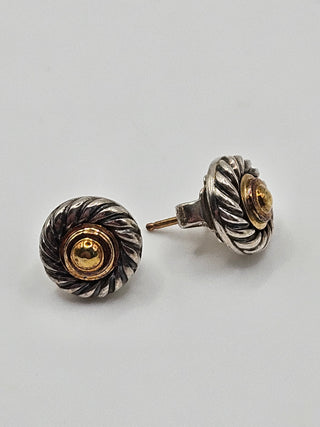 David Yurman Sterling Silver Two-Tone Cable Cookie Stud Earrings