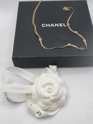 Chanel Silver-tone Strass Interlocking CC Pendant Necklace