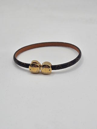 Louis Vuitton Brown Gold-tone Historic Mini Monogram Bracelet