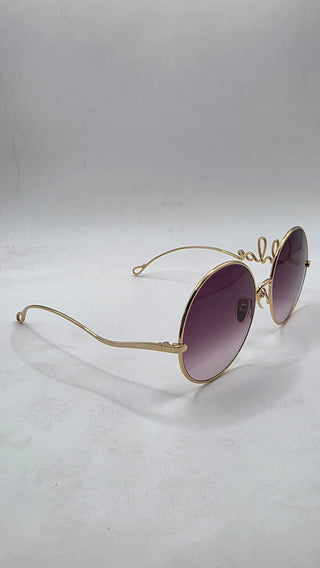 Chloe Goldtone Metal Oversized Round Logo Sunglasses - CH0329S