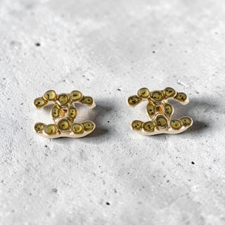 Chanel Gold-tone Interlocking CC logo stud earrings