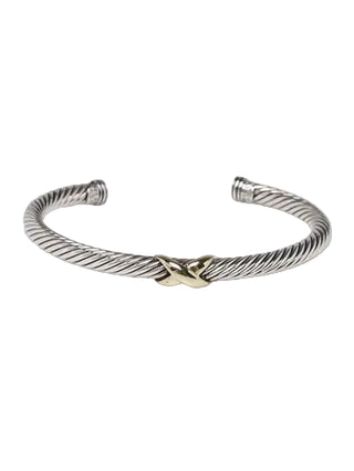 David Yurman 5mm Sterling Silver and 14k Gold Cable Crossover X Bracelet