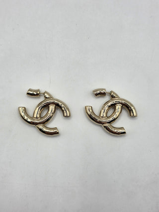 Chanel Gold-tone 2022 Interlocking CC Earrings