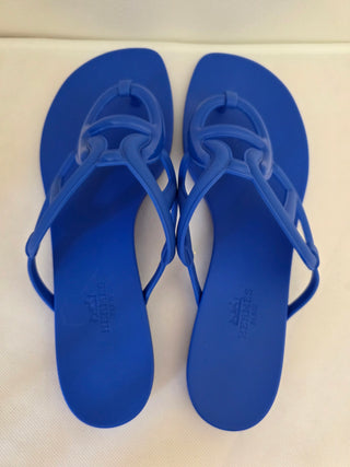Hermès Blue Egerie Chaîne d'Ancre Insignia Slides 39 sz