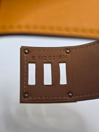 Hermès Brown Leather Gold Plated Kelly Dog Wrap Bracelet