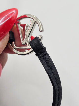 Louis Vuitton Black Leather LV Charm Double Wrap Bracelet