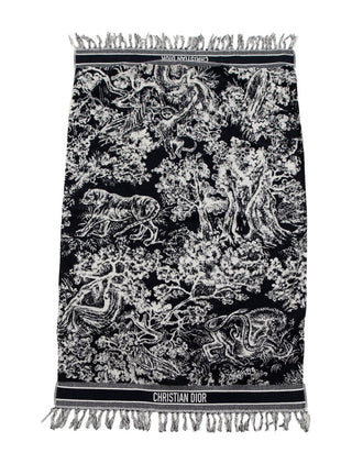 Christian Dior Logo Printed Toile de Jouy Reversible Beach Towel