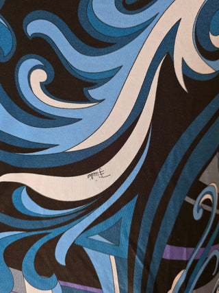 Emilio Pucci Blue Multicolor Signature Print Dress 6 sz