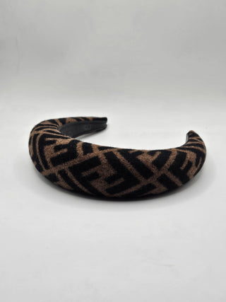 Fendi Brown FF Zucca Logo Pattern Print Headband