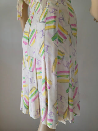 Chanel Multicolor Interlocking CC Logo Summer Knee-Length Dress S sz