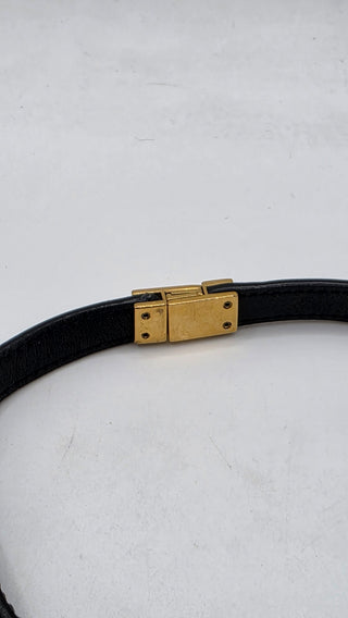 Saint Laurent Gold-tone YSL Logo Leather Choker