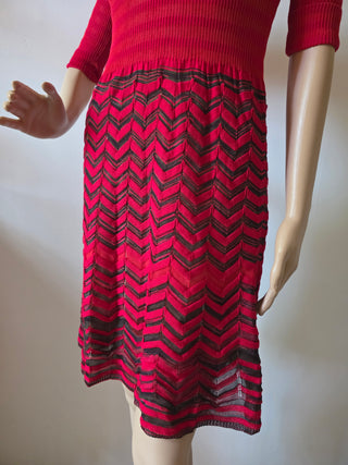M Missoni Red Striped Long-sleeved Dress US 4 sz