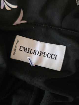Emilio Pucci Black Multicolor Signature Print Sexy Summer Dress 42 sz