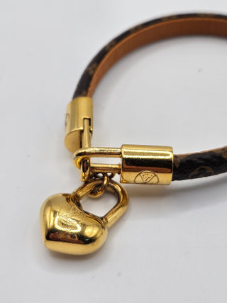 Louis Vuitton Brown Leather Crazy In Lock Charm Bracelet